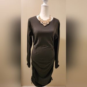 Michael Kors Hunter Green Long Sleeve Dress w/Side Ruching